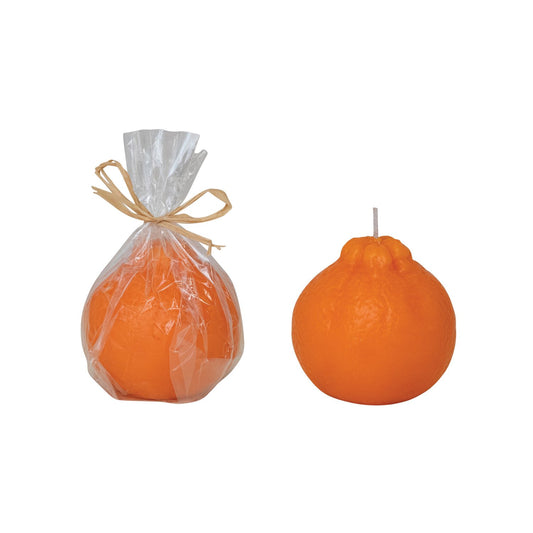 Unscented Orange Shaped Candle, Orange Color (Est. Burn Time 20 Hours)