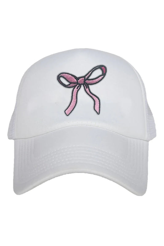 White Bow Foam Trucker Hat