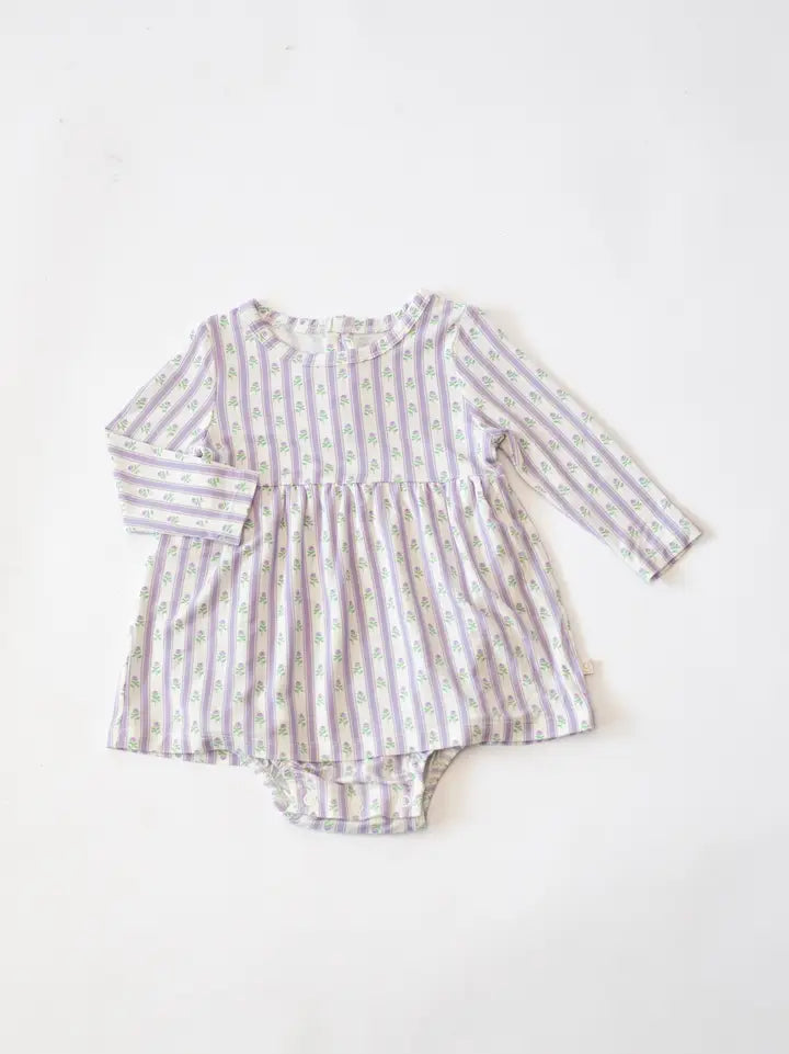 Bodysuit Dress - Lilac Ribbons