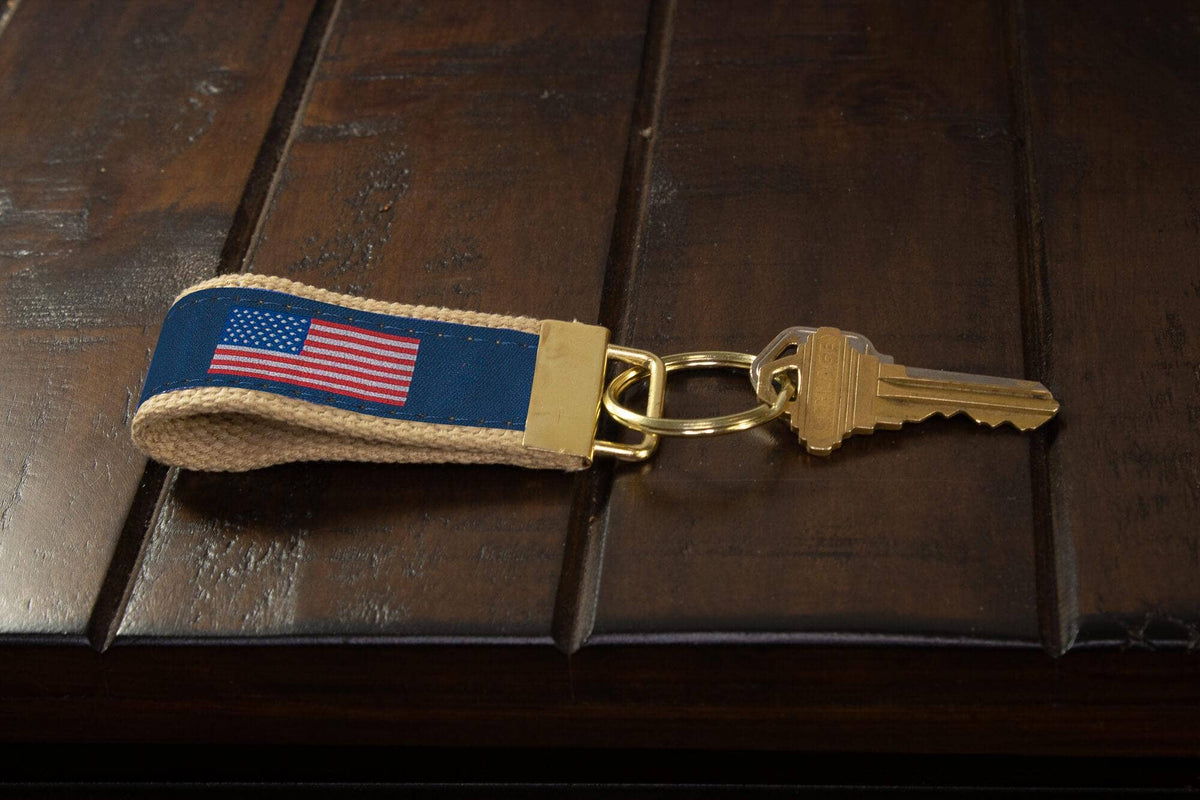 American Flag Woven Ribbon Key Chain.