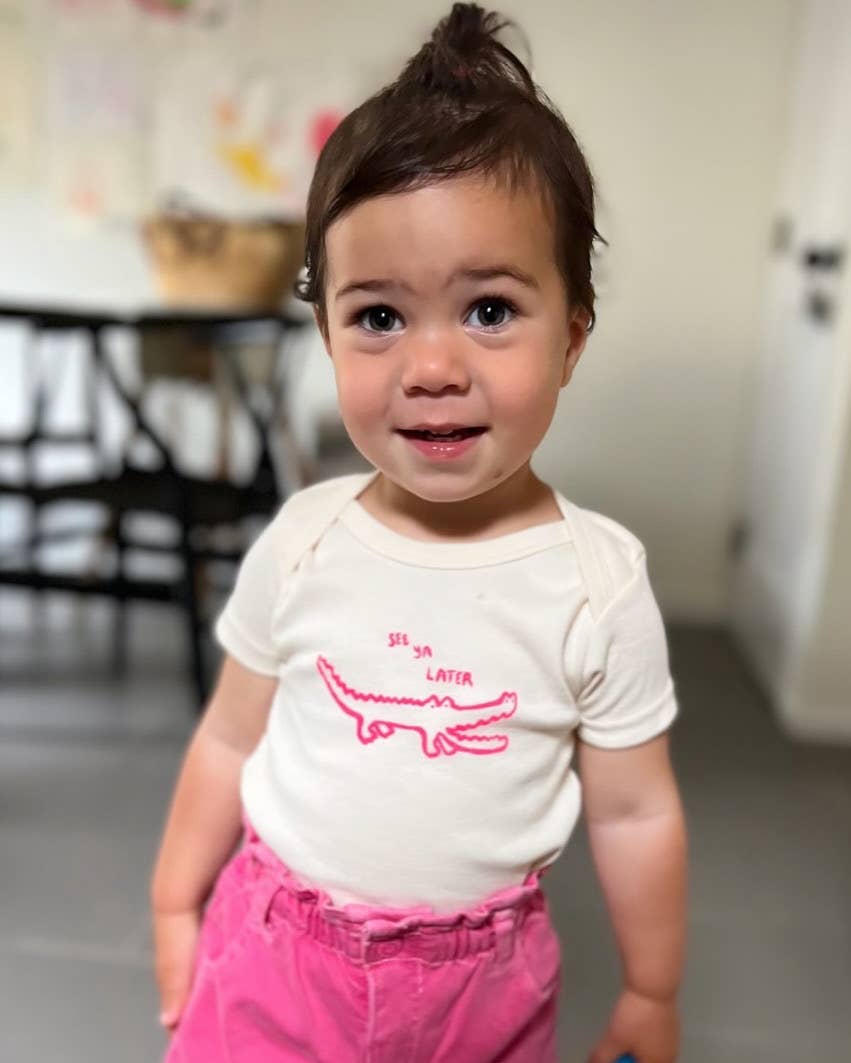 Later Gator Onesie - Short Sleeves Hot Pink