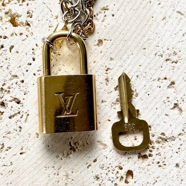 Louis Vuitton lock necklace repurposed upcycled LV