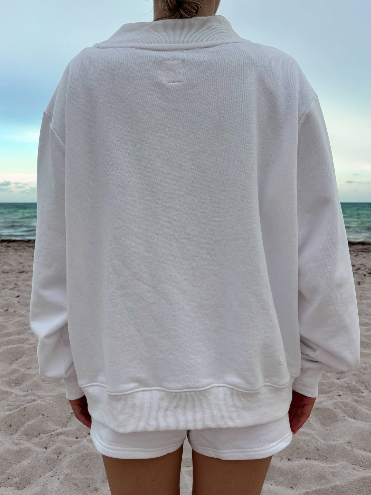 White American Flag Dog Mockneck Sweatshirt: White