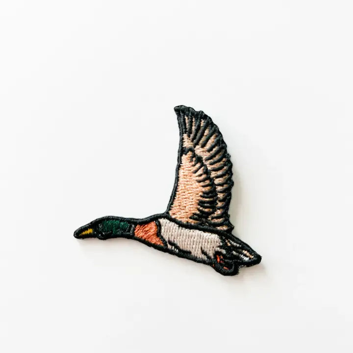 Flying Mallard Duck Embroidered Iron-On Patch