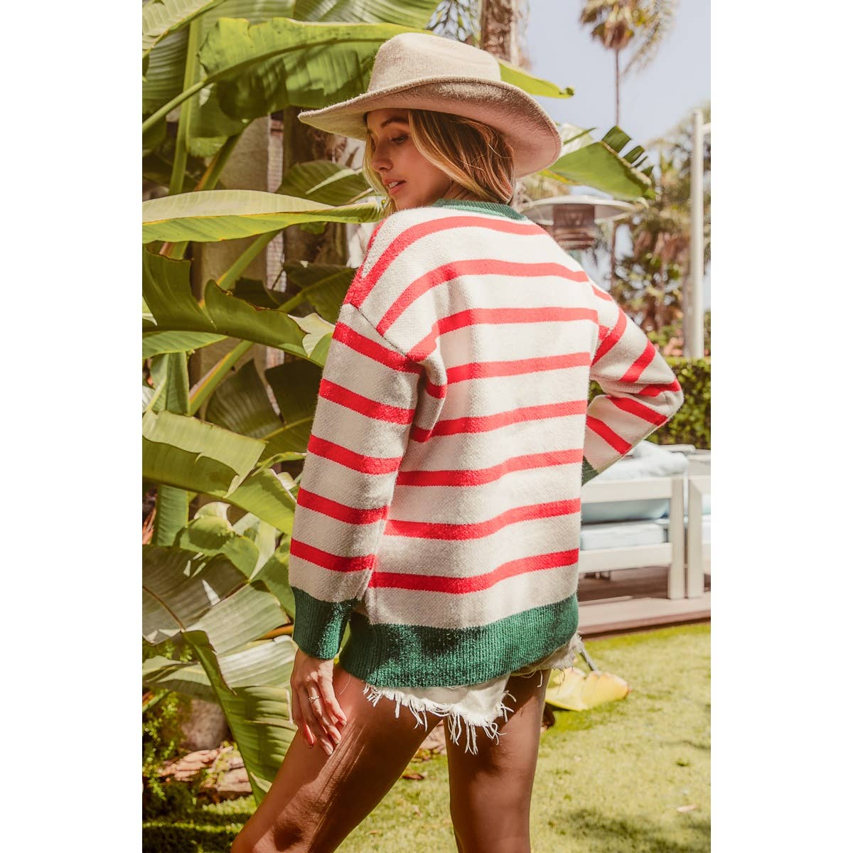 Christmas Theme Striped Knit Top