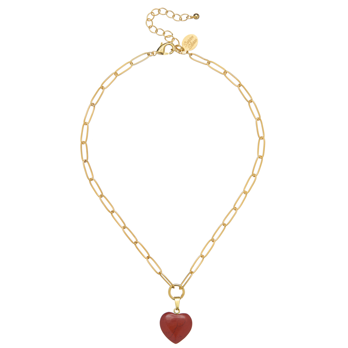 Audrey Heart Necklace: Burnt Orange Jasper