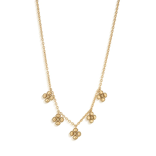 Berry Clover Multi Station Necklace, 16"+2" - Gold