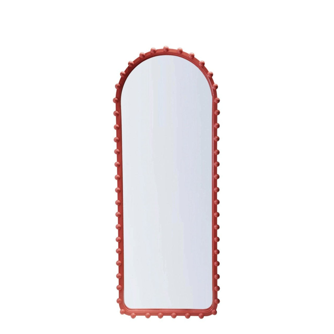 Wood Ball Framed Arched Wall Mirror, Pink