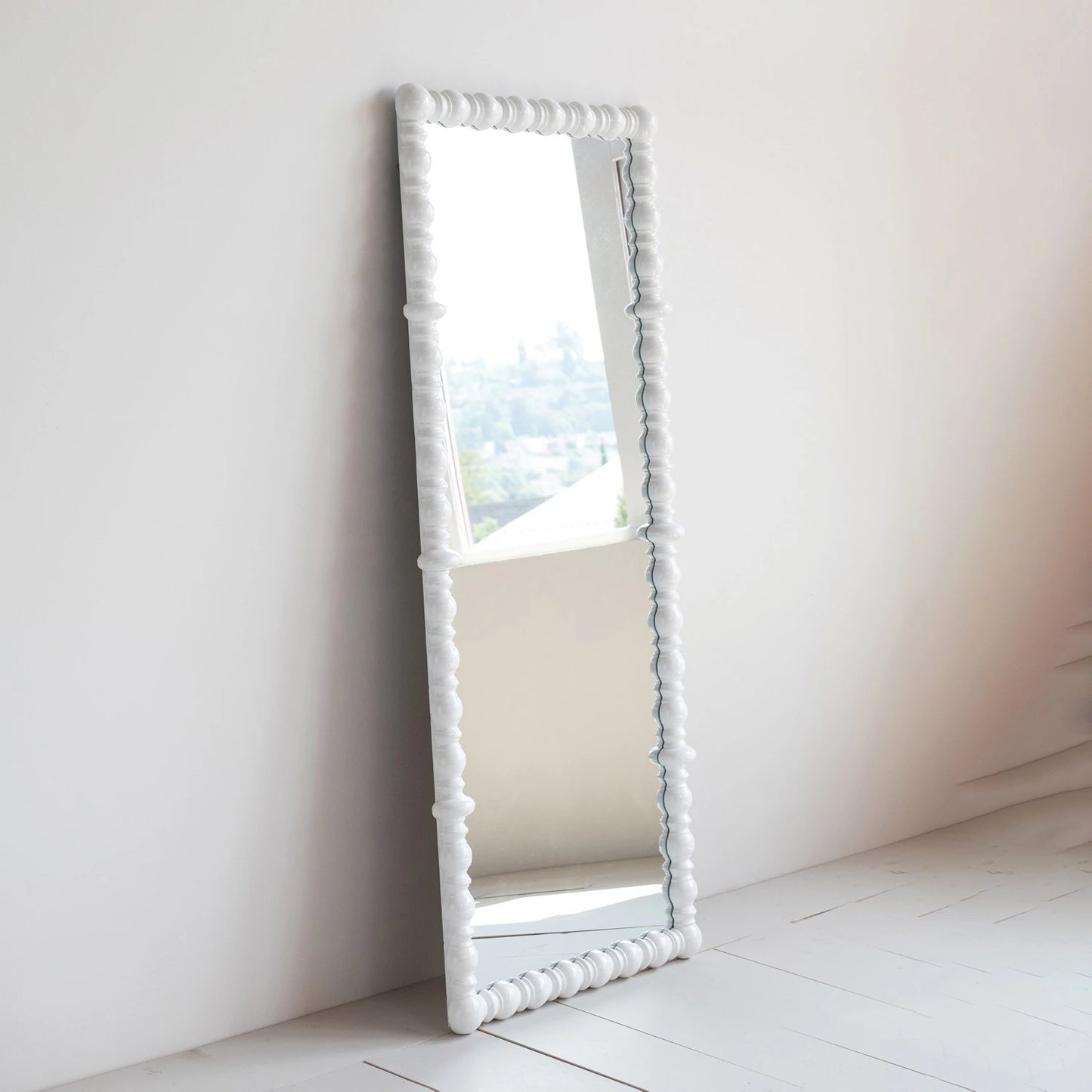 Turned Wood Framed Wall Mirror
