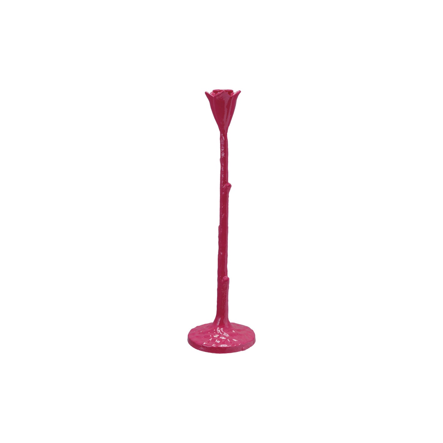 Cast Iron Flower Shaped Taper Holder, Fuchsia Color