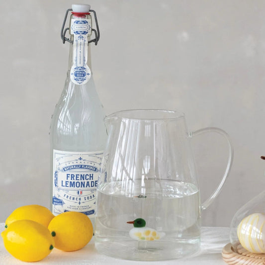 2 Quart Glass Pitcher with Hand-Blown Duck Inside