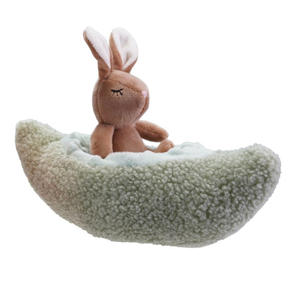Plush Animal with Carrot/Pod Shaped Bed