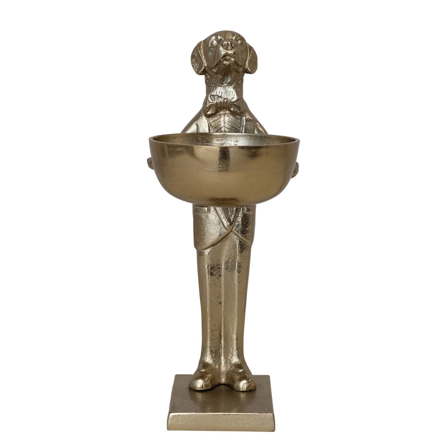 Cast Aluminum Labrador Holding Bowl, Gold Finish