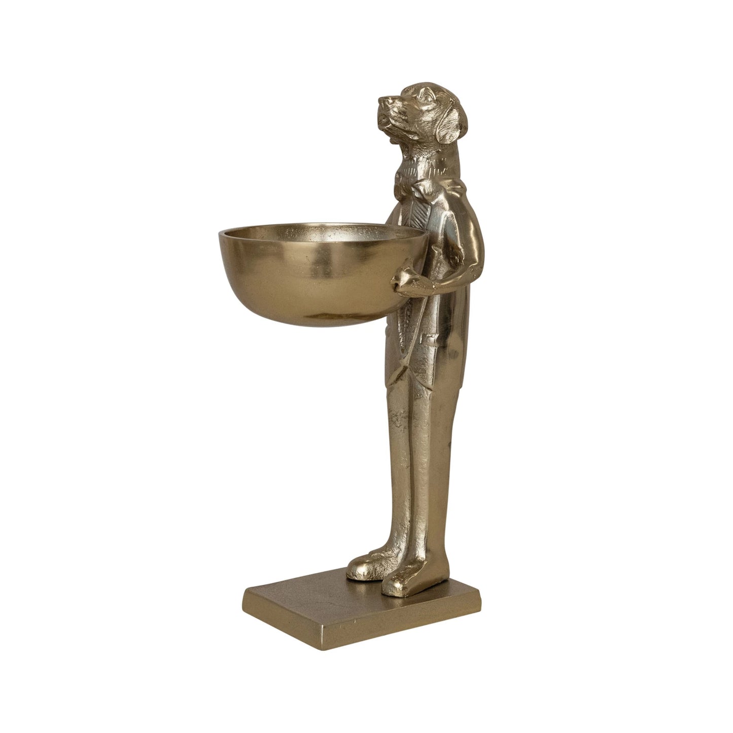 Cast Aluminum Labrador Holding Bowl, Gold Finish