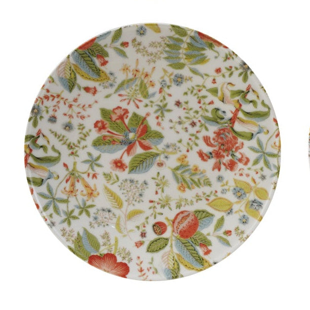 Printed Stoneware Plate w/ Botanicals, 4 Styles