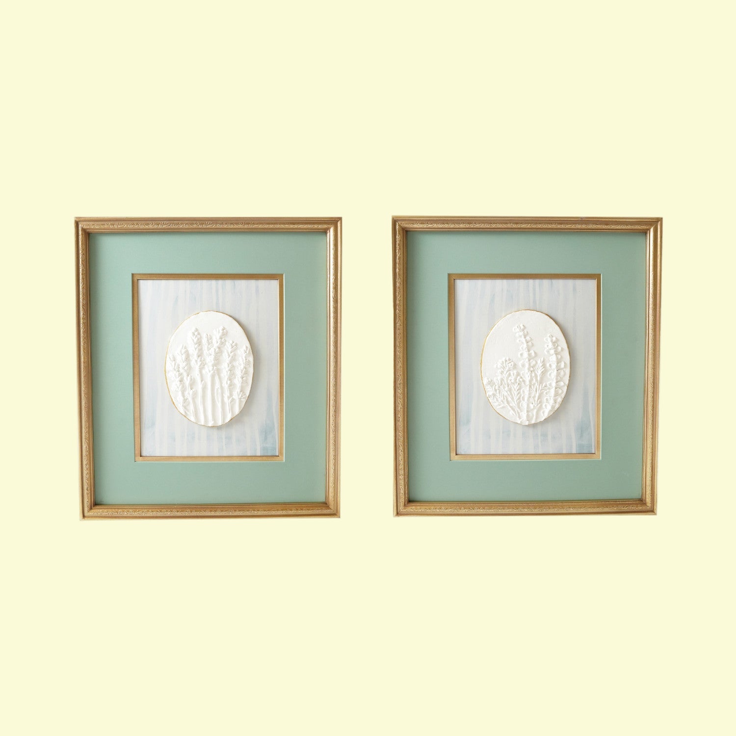 Wood Framed Wall Décor w/ Embossed Resin Botanicals, Gold Finish & Multi Color, 2 Styles ©