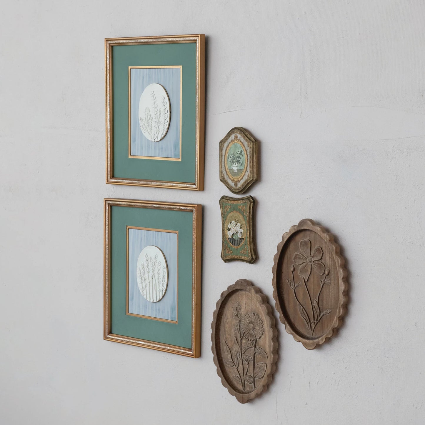 Wood Framed Wall Décor w/ Embossed Resin Botanicals