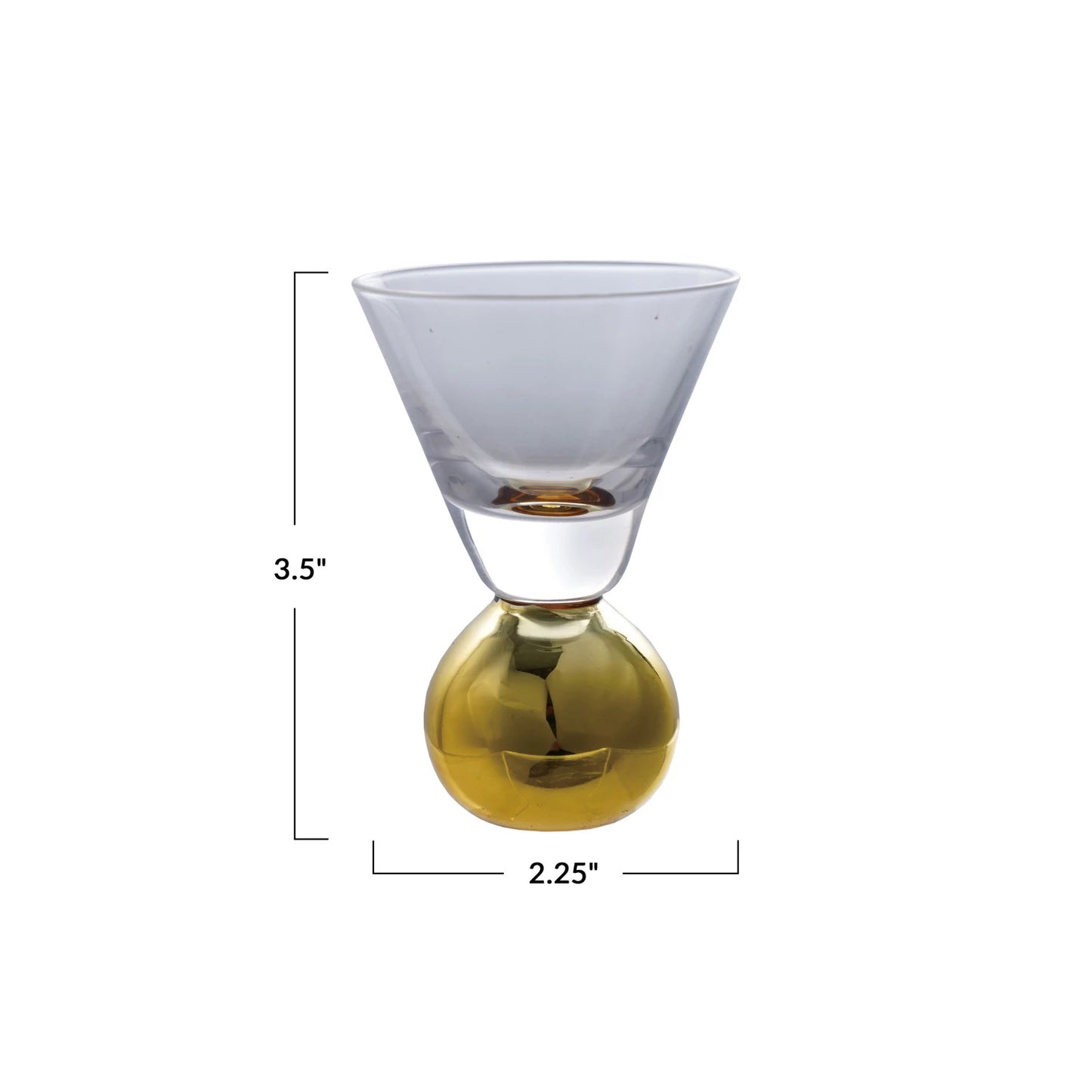 1 oz. Shot Glass w/ Gold Electroplated Ball Stem