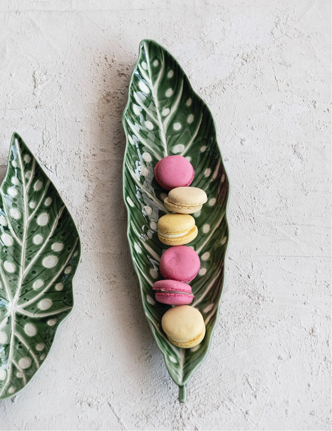 Stoneware Leaf Shaped Plate with Wax Relief Design