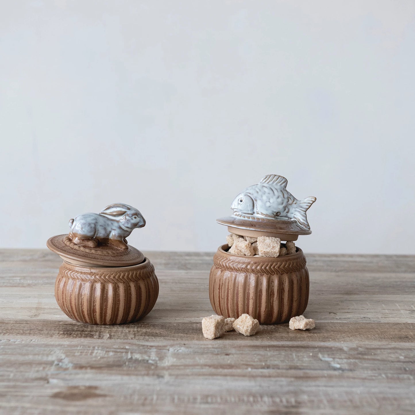 Stoneware Salt Cellar with Rabbit