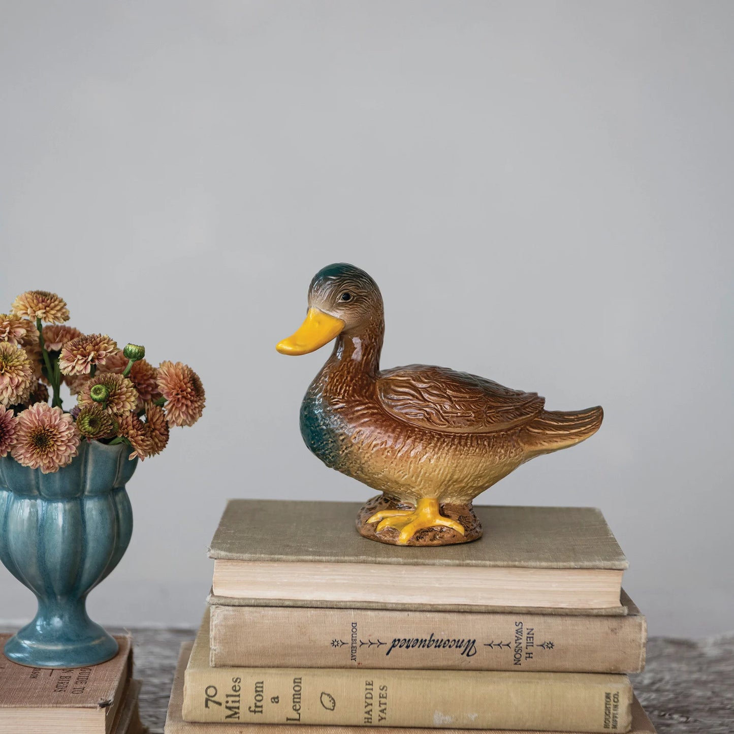 Hand-Painted Stoneware Mallard, Brown