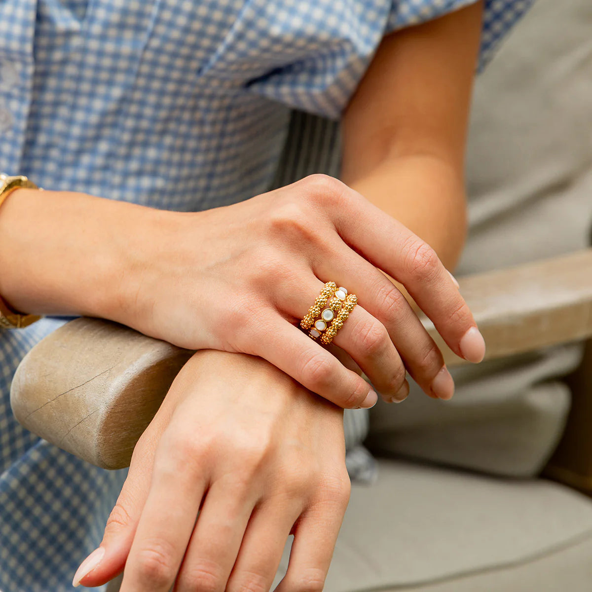 Berry Gem Ring - Pearl White