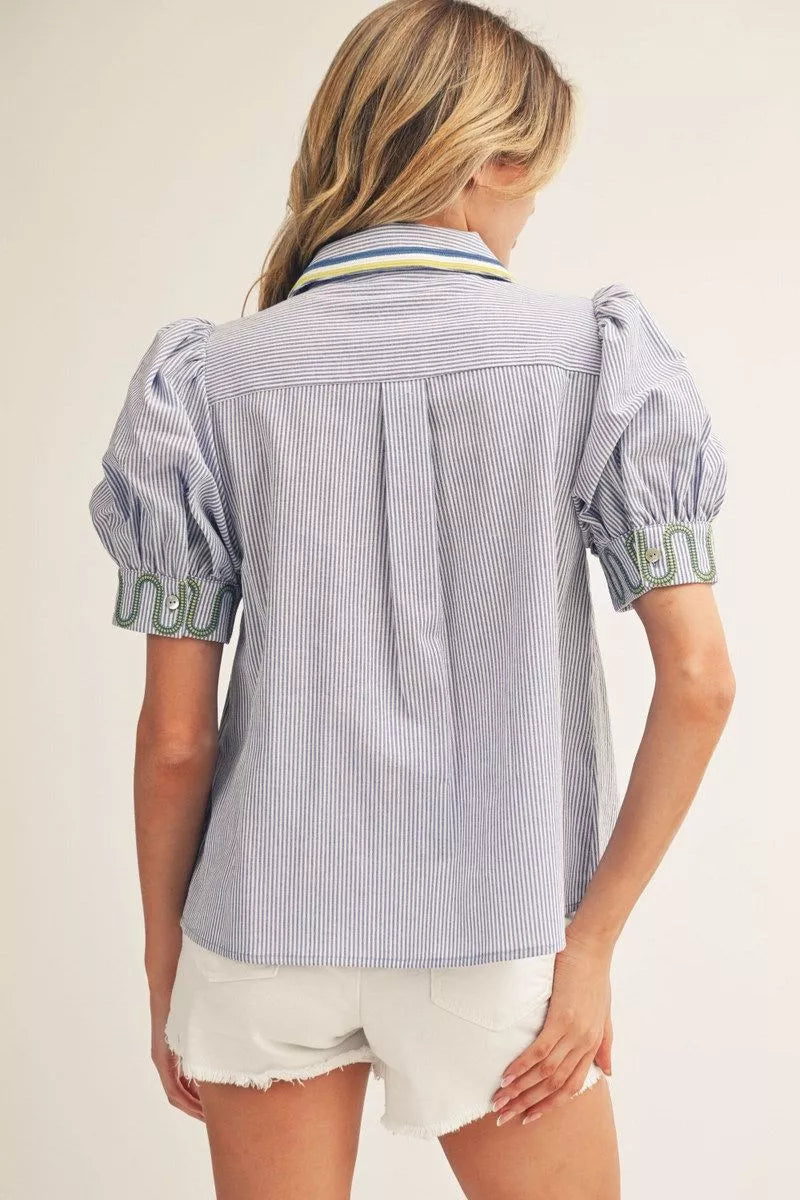 Button Down Pinstripe Top