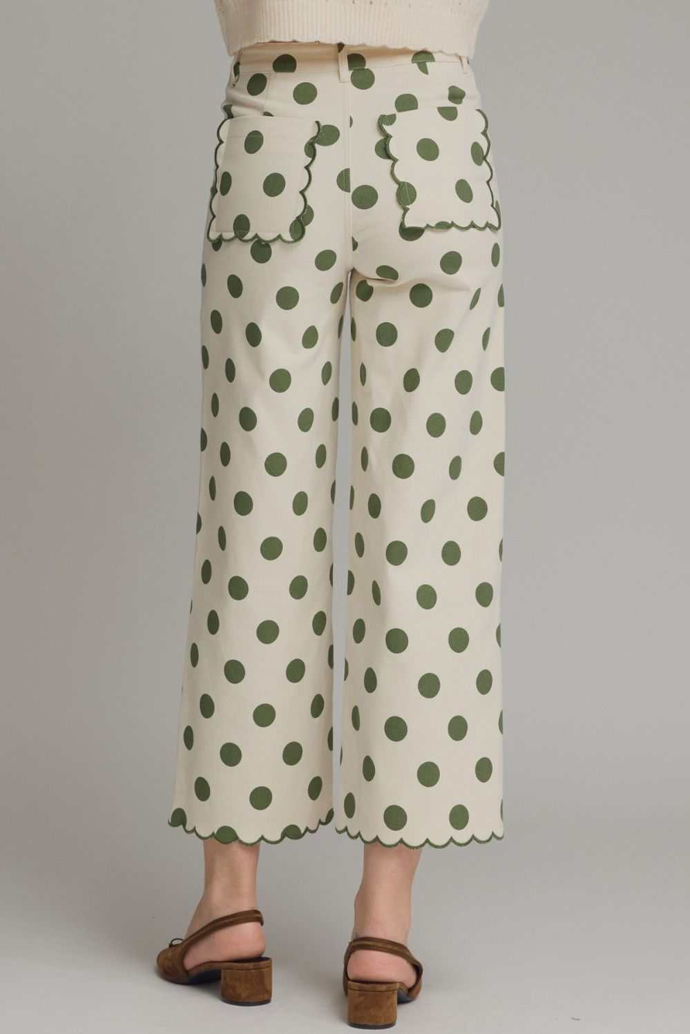 Polka Dot High Waist Pant/Olive