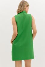 Solid Textured Mini Dress Green
