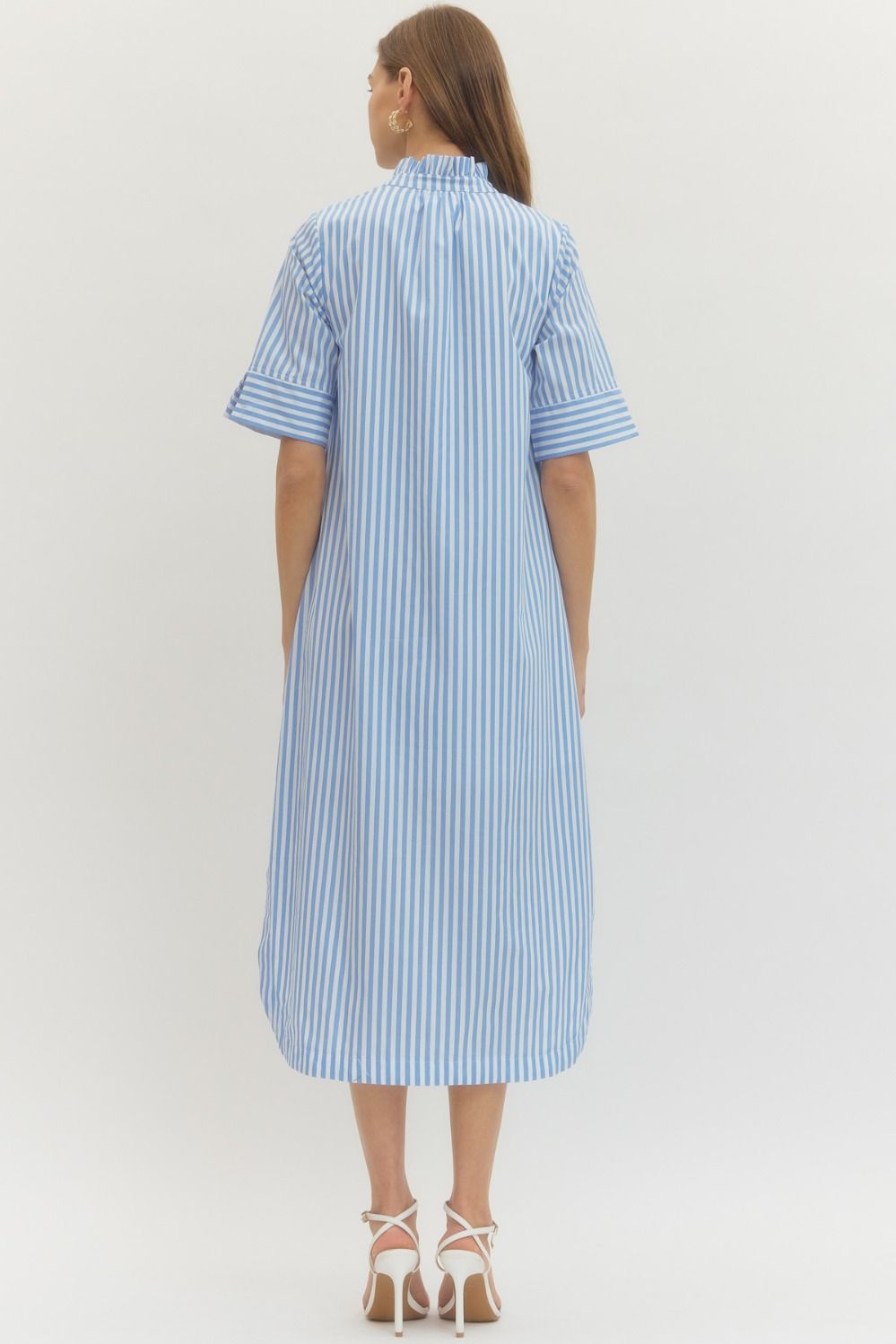 Blue/White Stripe Midi Dress