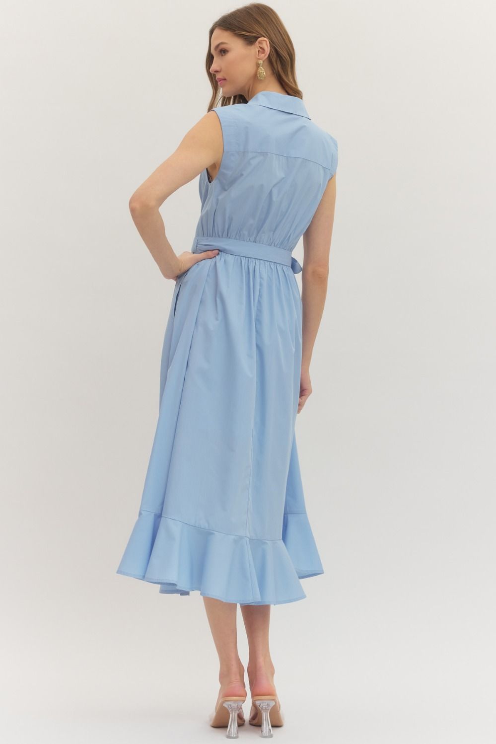 Chambray Blue Sleeveless Dress