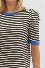 Blue Trimmed Black/White Top