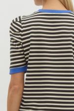 Blue Trimmed Black/White Top
