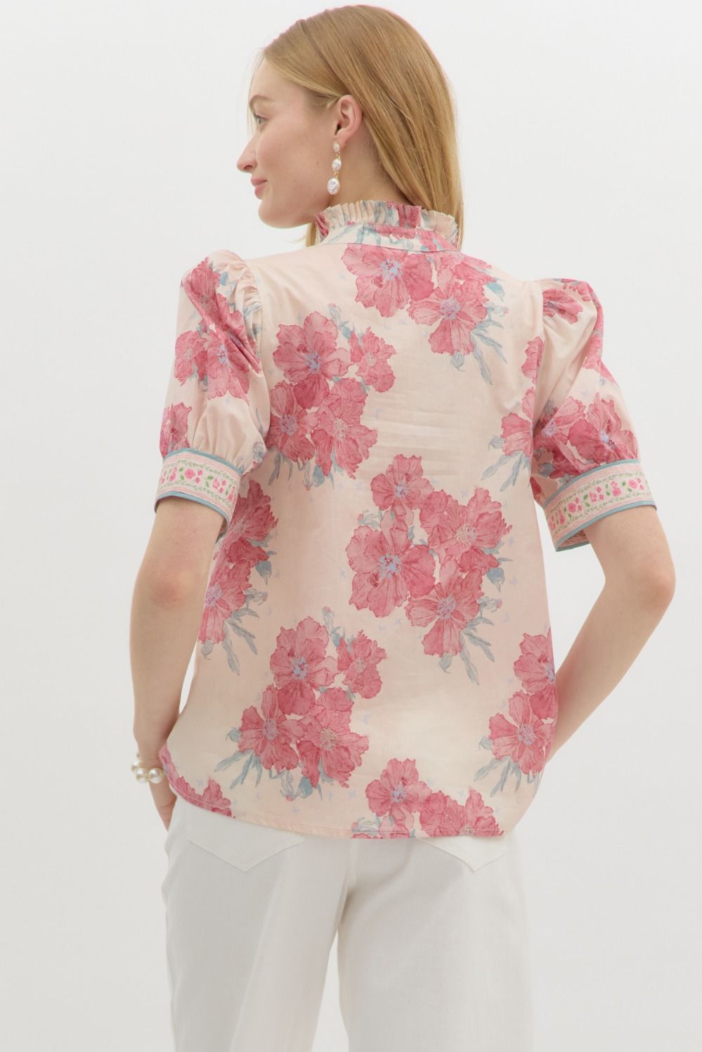 Floral Print Cuff Band Top
