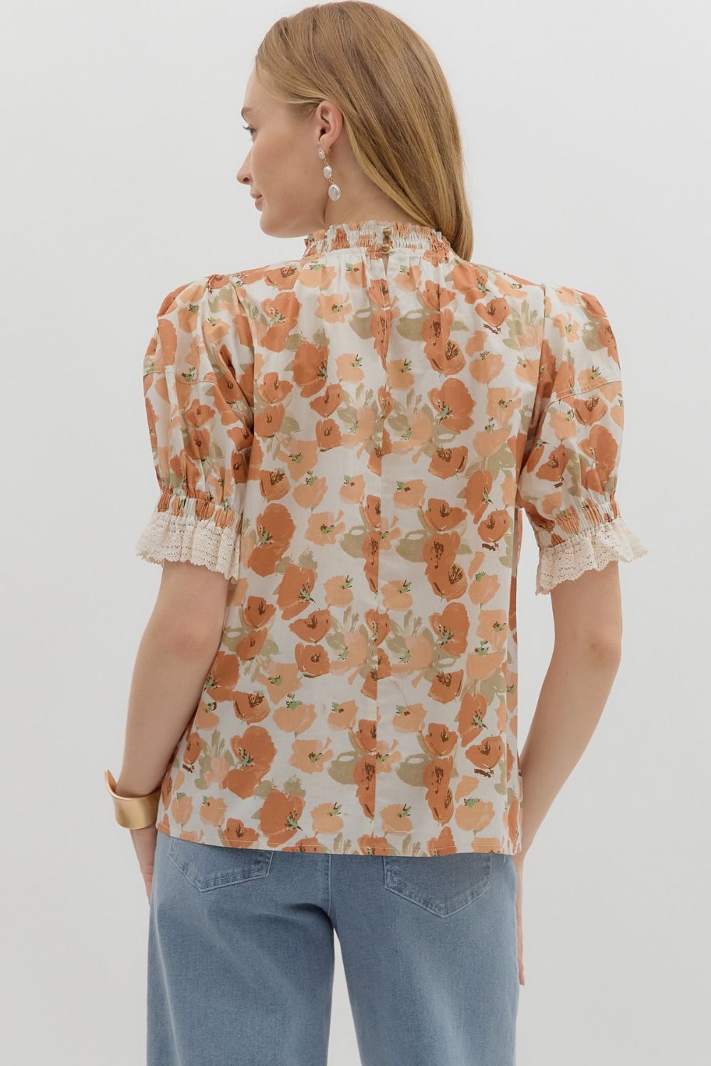 Floral Smocked Neck Top