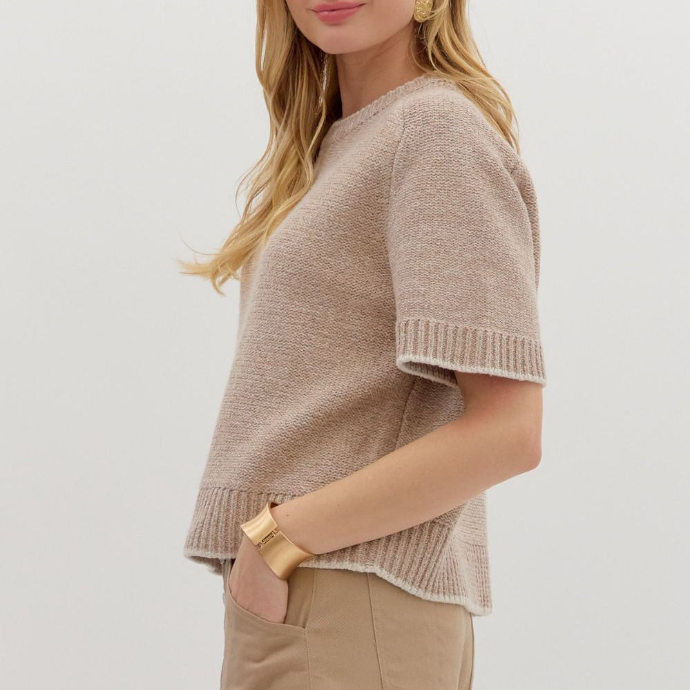 Cropped Sweater Shirt - Oatmeal