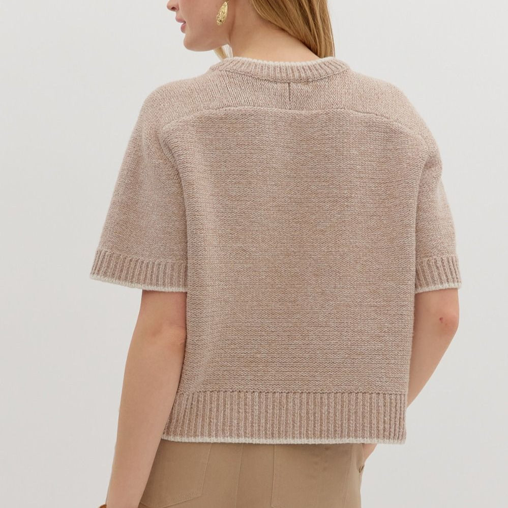 Cropped Sweater Shirt - Oatmeal