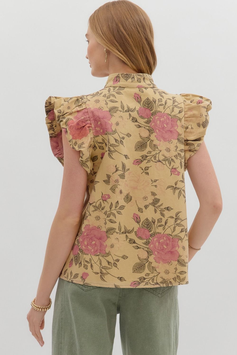 Floral Puff Cap Sleeve Top
