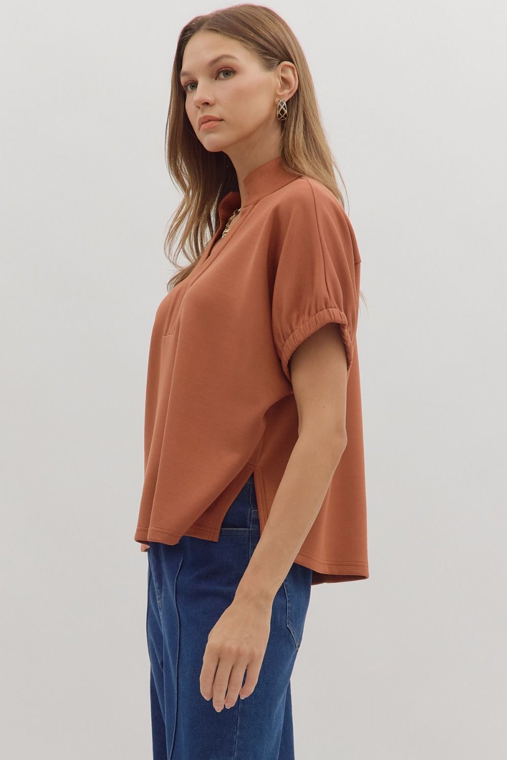 Back Yoke Knit Top Clay