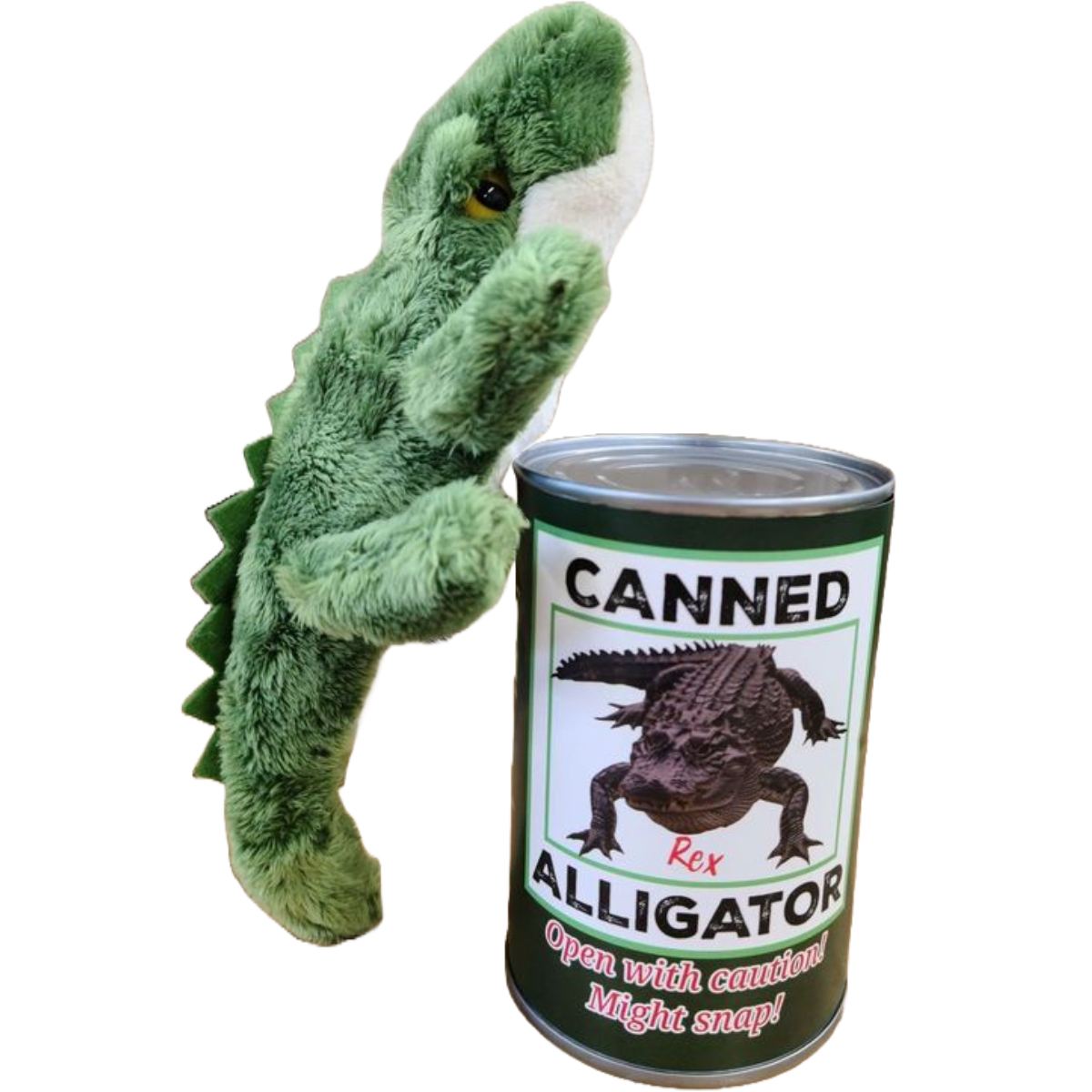 Rex the Canned Alligator | Stuffed Animal Plush w/Jokes: Pop Top Lid