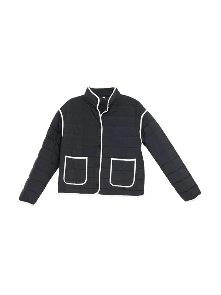 Black Quilted Trim Jacket Women's
