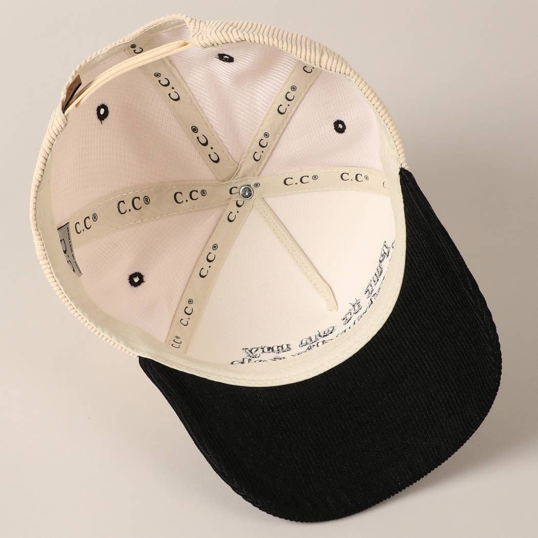 Put it on my husband's tab Corduroy Cap: Black