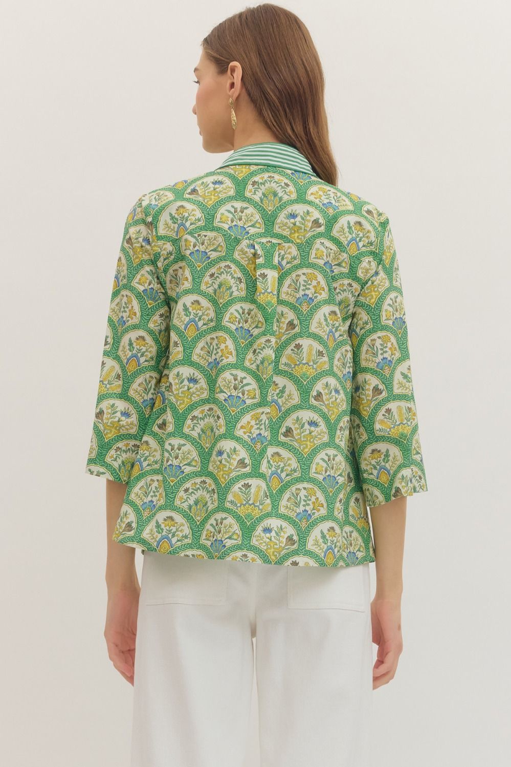 Botanical print 3/4 sleeve top
