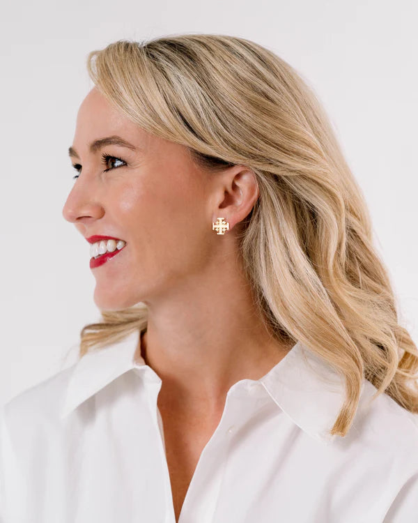 Gold Multi Cross Stud Earrings