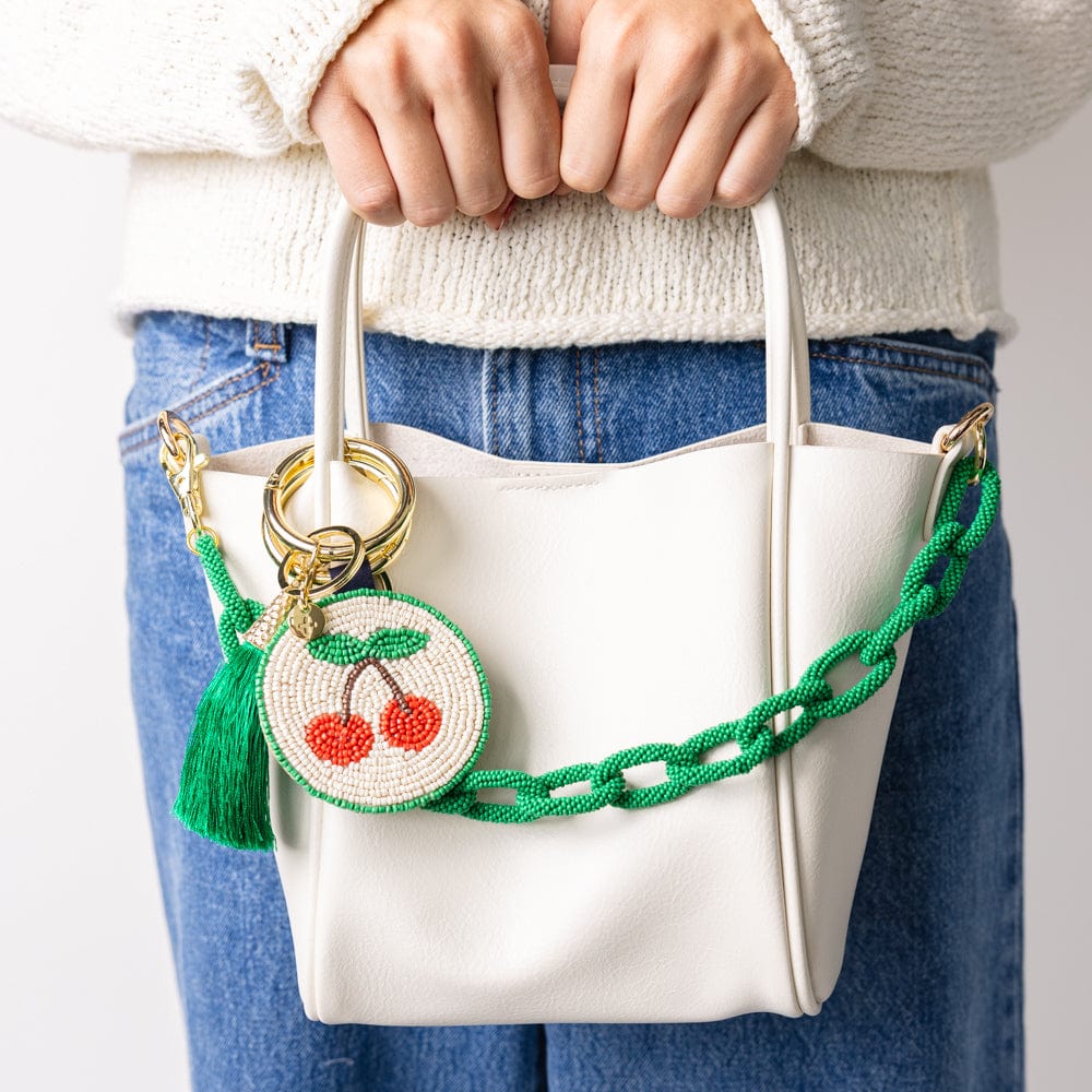 Kelsey cherries seed bead bag accessory keyring