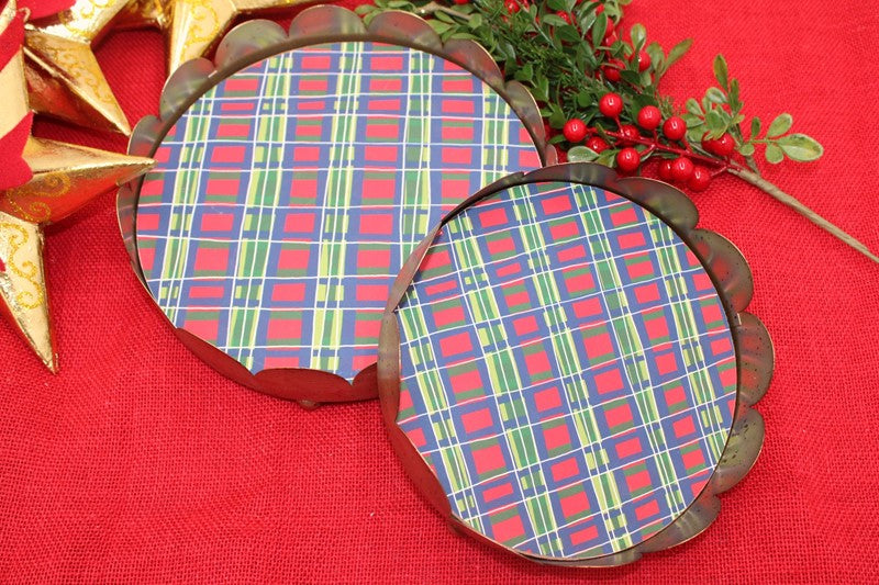 Scalloped Metal Trays, Painterly Plaid©Haley Bush