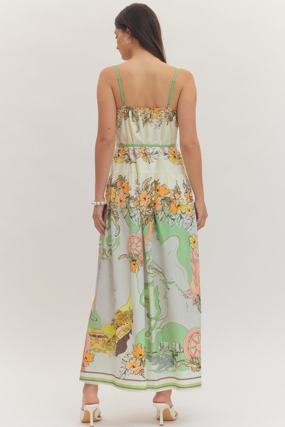 Scenic Floral Print Sleeveless Maxi