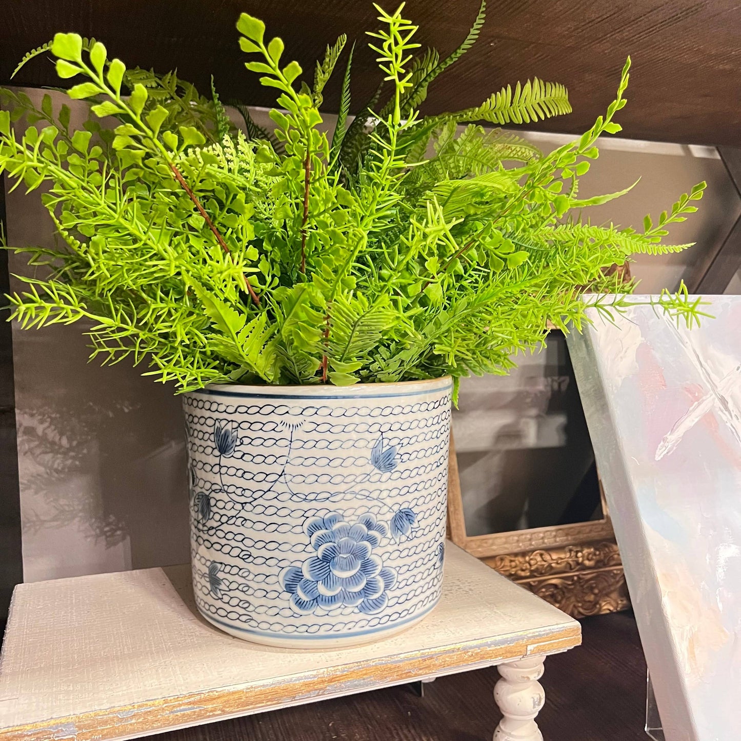 Blue & White Chrysanthemum Vase/Planter