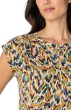 Shoulder Pleat Boat Neck Knit Top