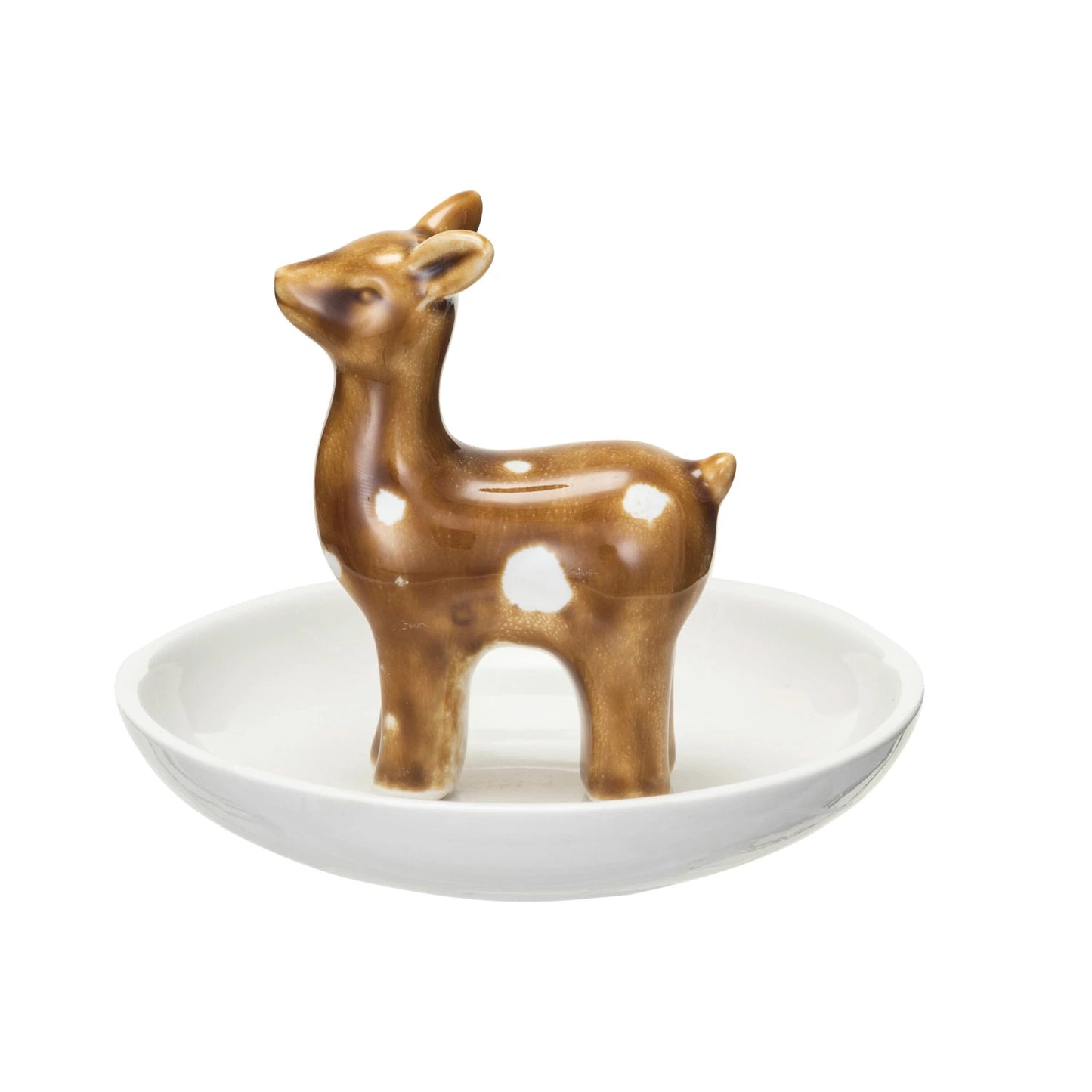 Round Stoneware dish Deer